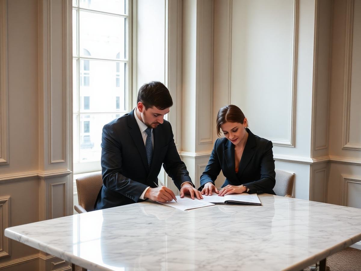 Conseillers patrimoniaux en entretien dans un bureau luxembourgeois